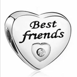 Best Friends heart with rhinestone charm/bead
